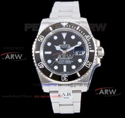 ARF Swiss 2824 Mens Rolex Submariner 40MM Price - White Gold Oyster Bracelet Black Face and Bezel 